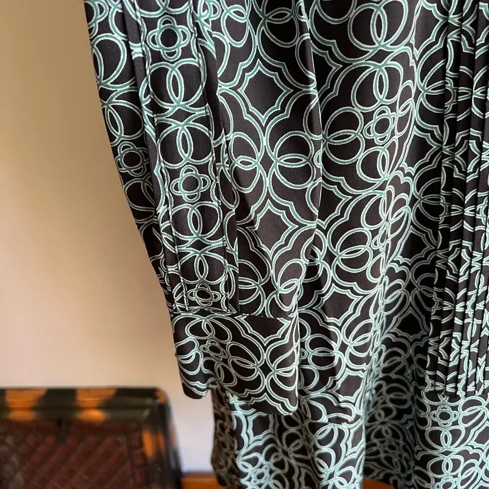 Tory Burch Massey Silk  Mini Dress Tunic Abstract Women's Size 0‎ XS Blue Green